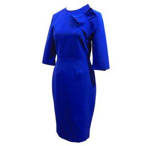 Size 32/S Saudra Augelazzi Tailored Blue Knee Length Dress